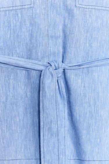 LINEN BLEND SAFARI SHIRT - Light blue by Zara - Image 7