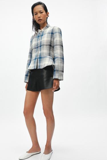 ZW COLLECTION TEXTURED PEPLUM BLAZER - Blue/White by Zara