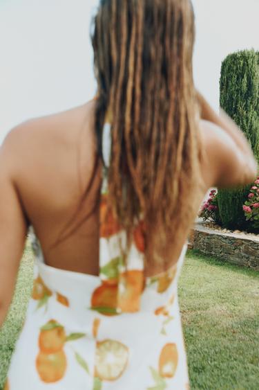 ROBE IMPRIMÉE AVEC LIN - Orange de Zara - Image 2