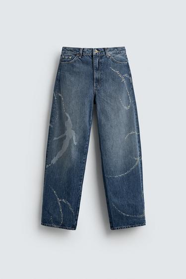 Zara TRF VREĆASTE FARMERKE SA CIRKONIMA PETER PAN HARRY LAMBERT FOR ZARA X DISNEY – Plava