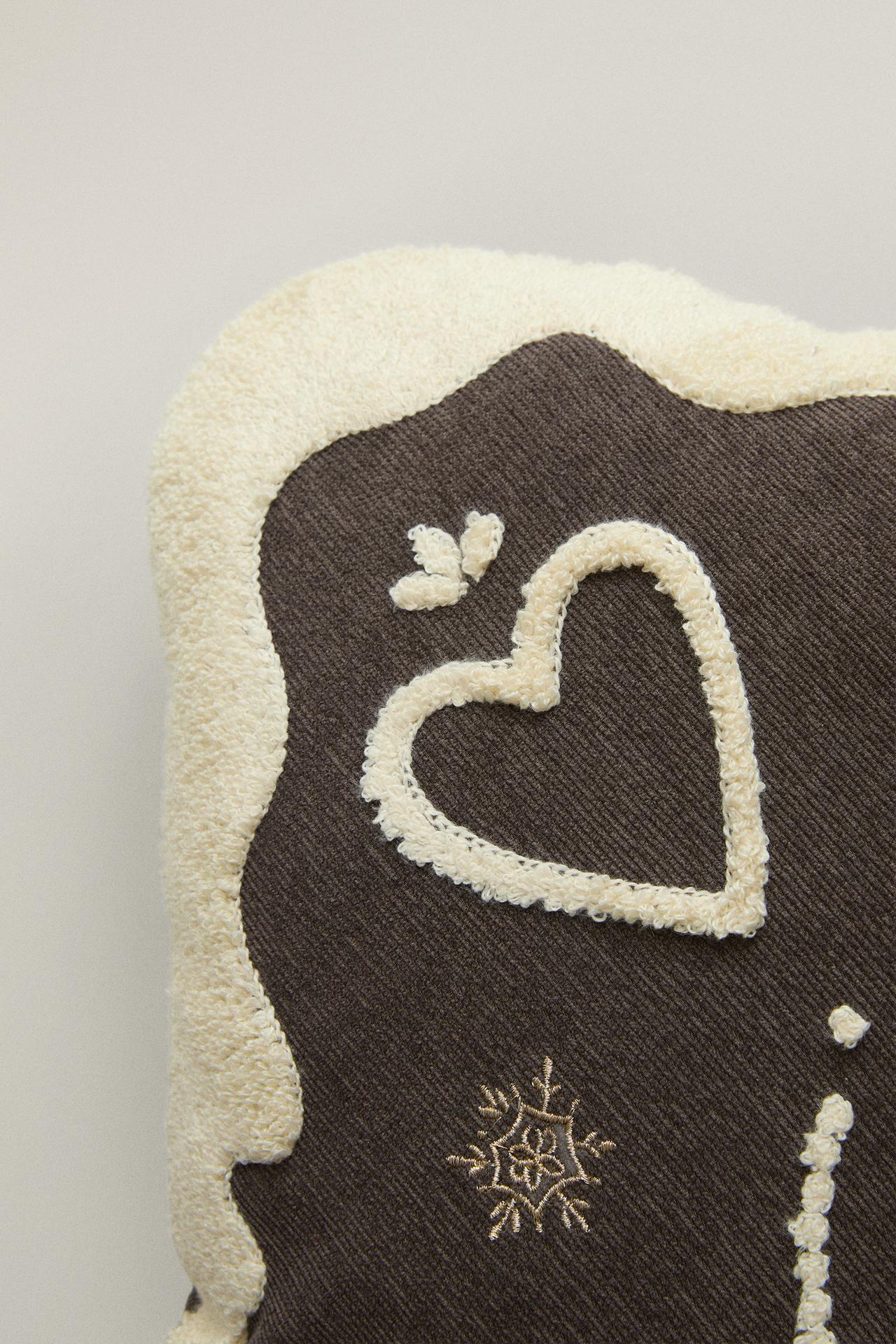 KIDS CORDUROY CHRISTMAS HOUSE CUSHION — Brown
