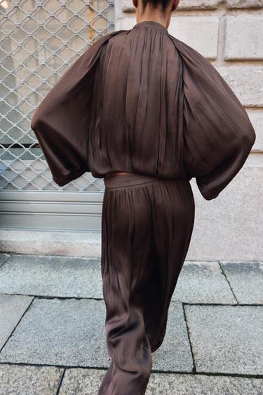 SATIN SAROUEL TROUSERS - Brown by Zara - Image 2