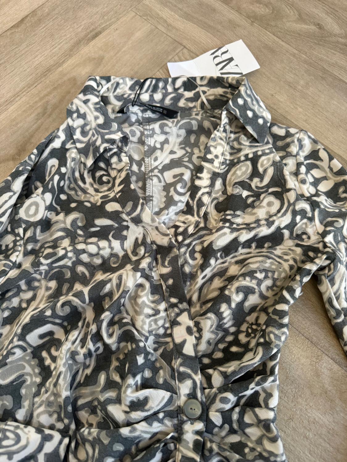 GATHERED PRINTED MIDI DRESS - Image 3