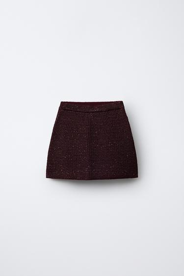 SEQUIN KNIT SKIRT - Burgundy by Zara