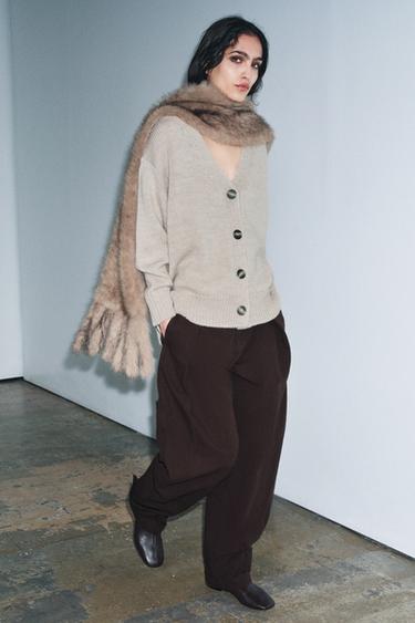 100% WOOL CARDIGAN - Sand / Marl by Zara - Image 0