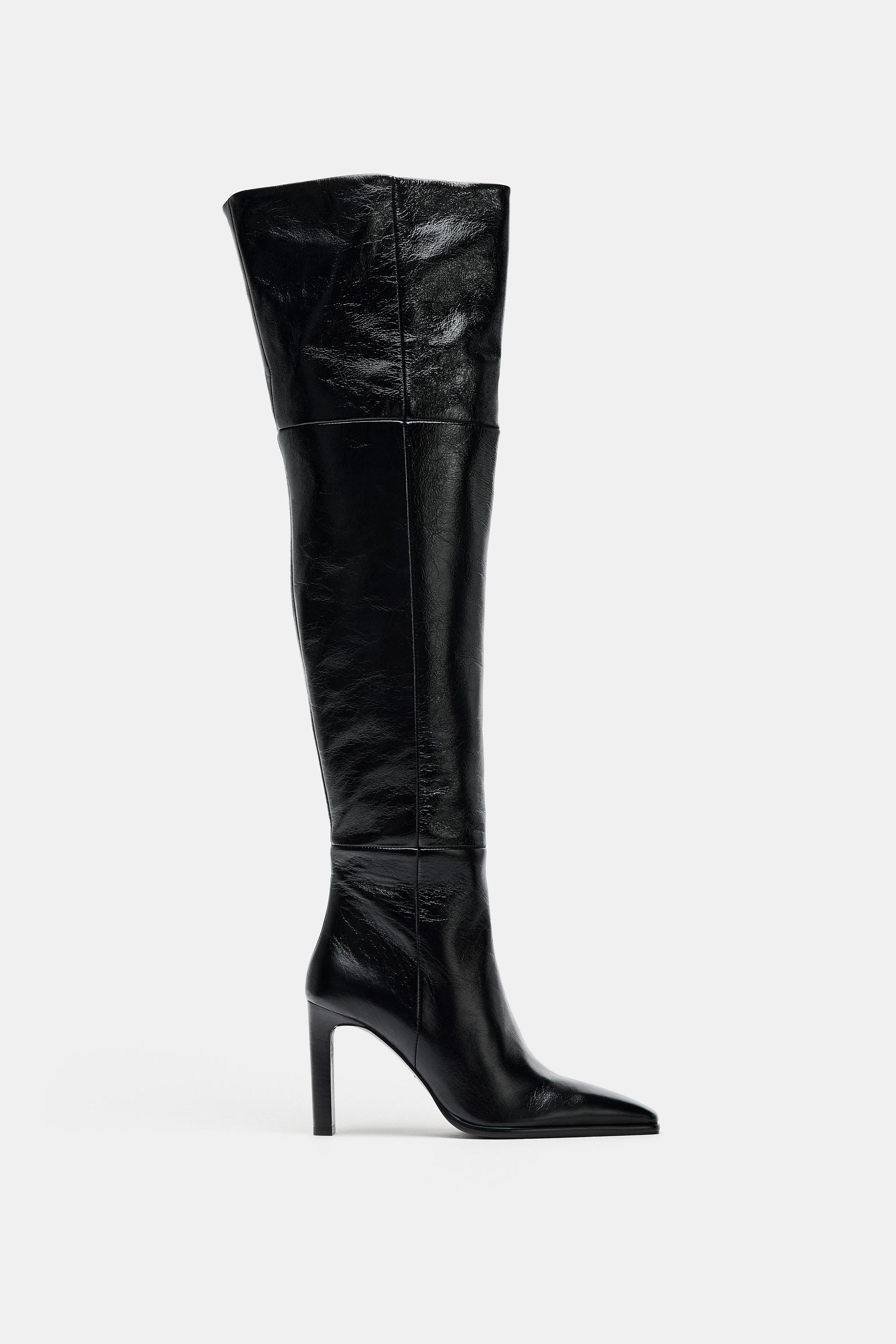 極希少/メロディアスAOR◆ZARA/HEAD OVER HEELS LEATHER XL HEELED BOOTS LIMITED EDITION - Black | ZARA South Africa