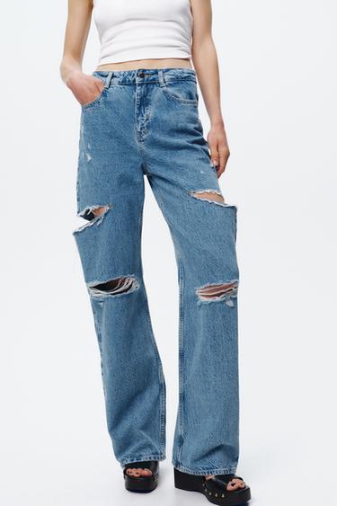 JEAN Z1975 DROIT TAILLE HAUTE DÉCHIRÉ - Bleu moyen de Zara - Image 2