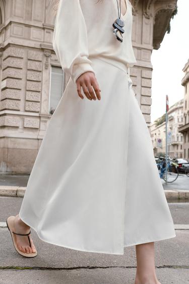 BUCKLE PAREO MIDI SKIRT - White by Zara - Image 1