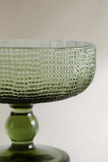 RAISED DESIGN GLASS ICE-CREAM CUP - Green by Zara - Image 3
