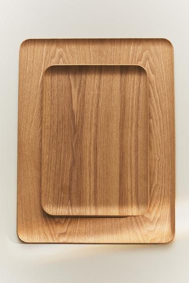 LARGE RECTANGULAR WOODEN TRAY - Light beige by Zara