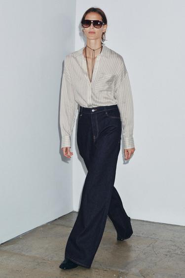 ZW COLLECTION HIGH-WAIST WIDE-LEG JEANS - Blue by Zara - Image 3
