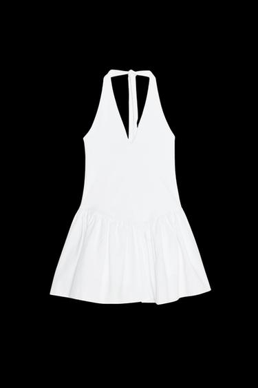VESTIDO COMBINADO HALTER - Blanco de Zara - Imagen 0