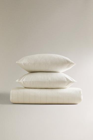 STRIPED DUVET COVER - Oyster-white by Zara - Image 5