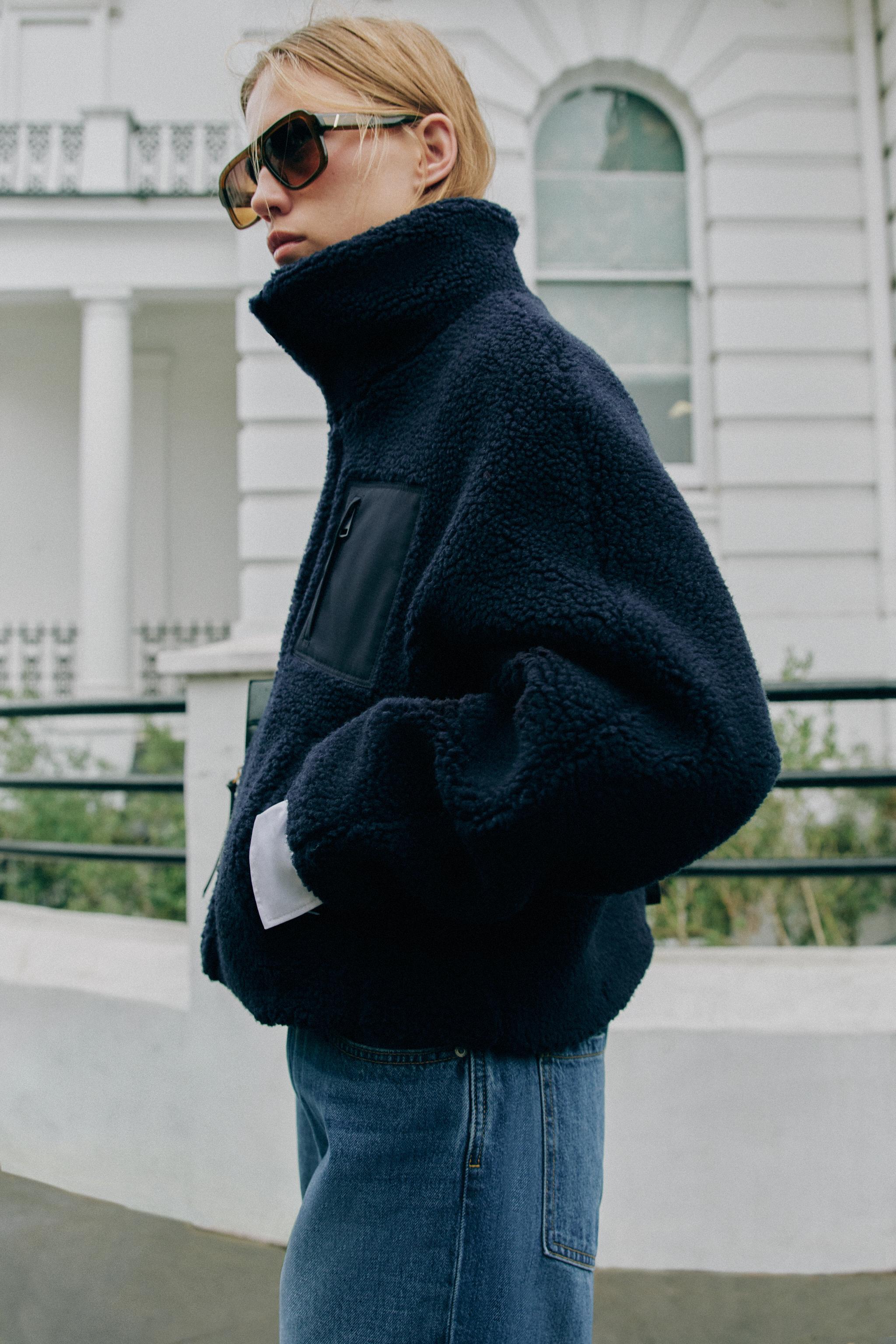 VESTE EFFET MOUTON POCHE COMBINÉE