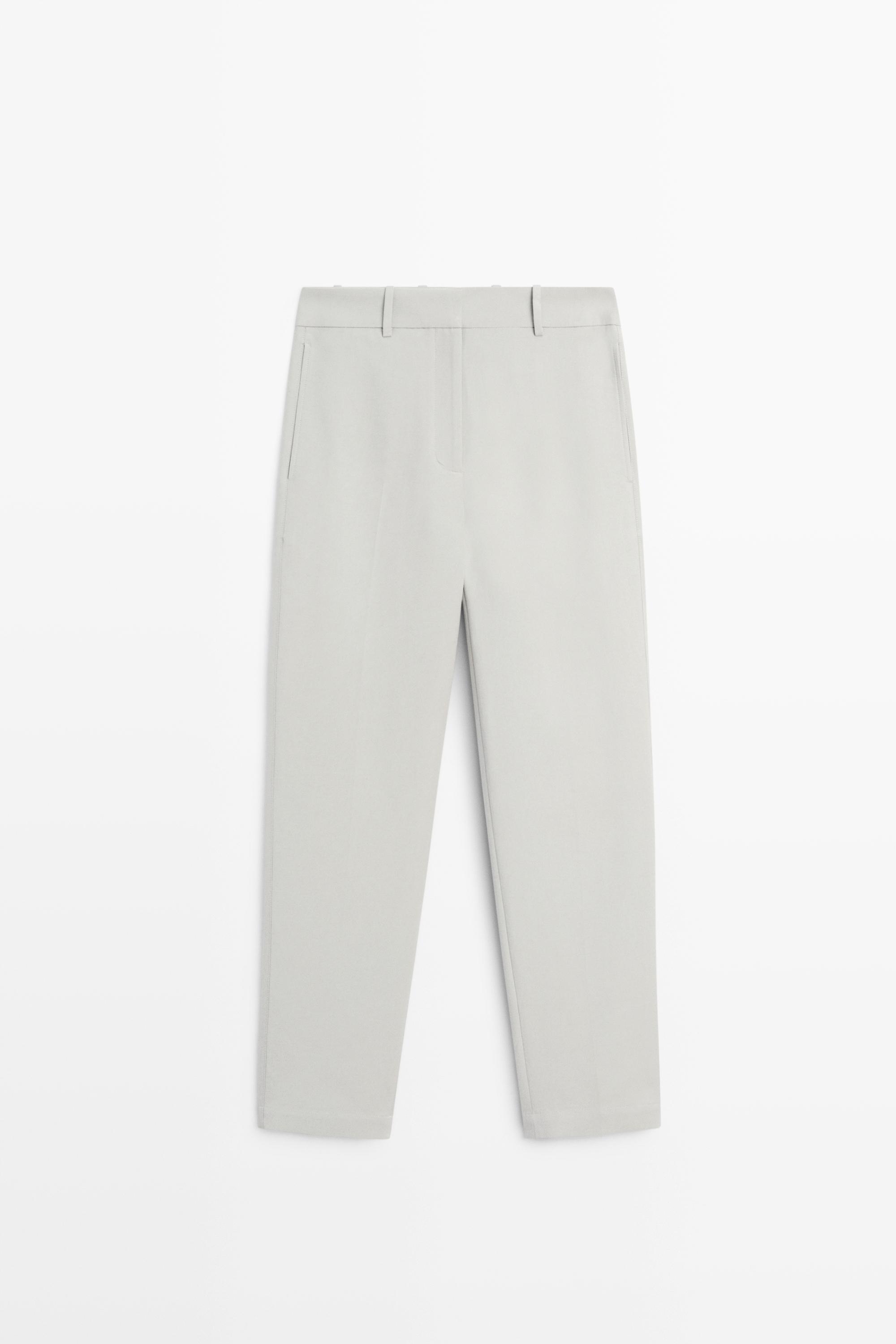 Suit pants with adjustable tab detail - STUDIO — Gray marl