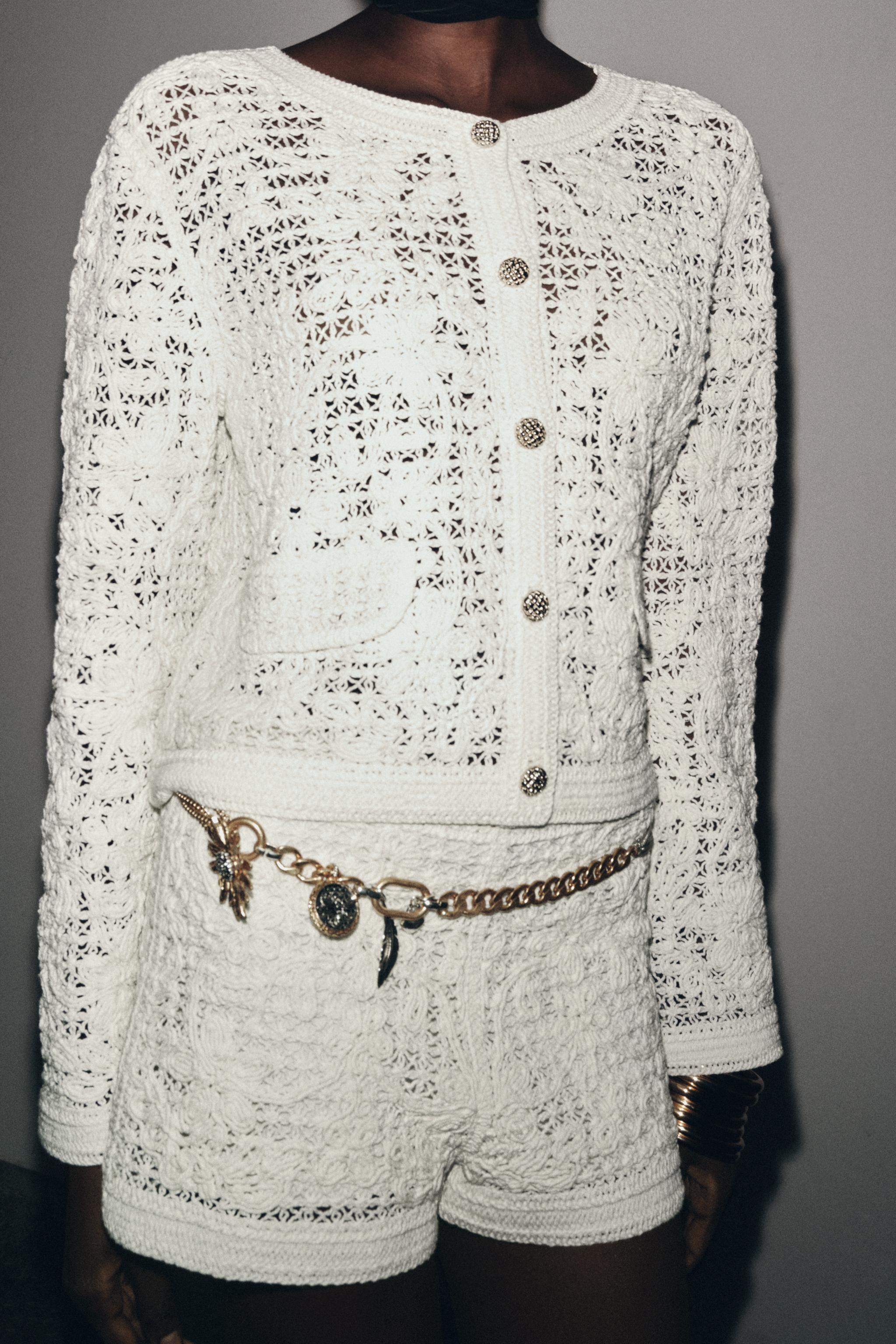 CROCHET JACKET WITH BUTTONS Oyster-white ZARA India