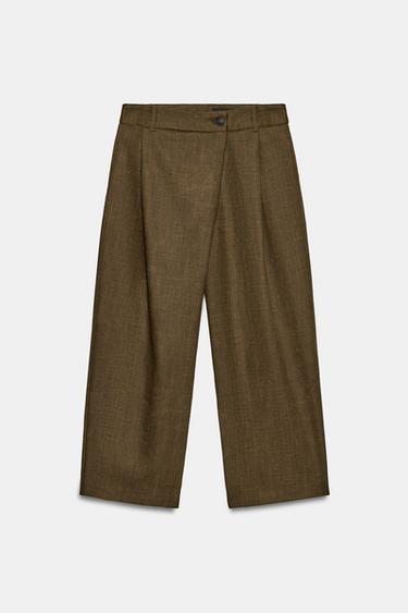 ZW COLLECTION CROPPED TROUSERS WITH DARTS - Khaki by Zara - Image 3