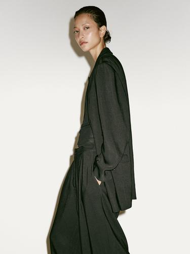 Blazer cache-cœur en lin - Limited Edition - Noir de Zara