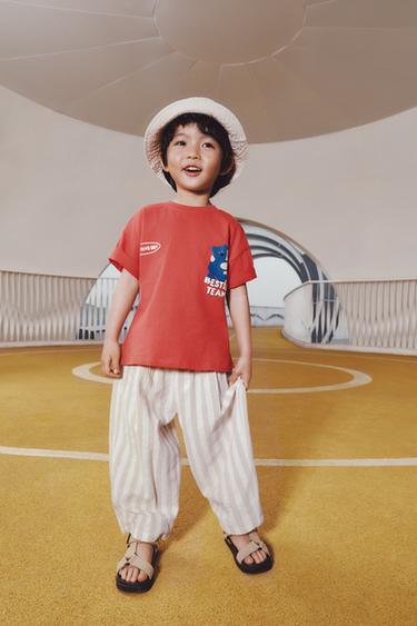 ÁO PHÔNG HỌA TIẾT GẤU - Màu đỏ/Màu đỏ san hô từ Zara