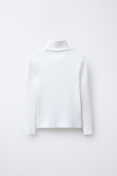 RIBBED TURTLENECK T-SHIRT - White by Zara - Image 1