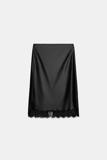 ZW COLLECTION LEATHER EFFECT SKIRT - Black by Zara - Image 0