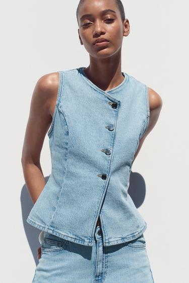 Z1975 DENIM WAISTCOAT - Light blue by Zara