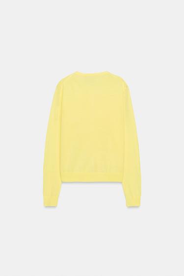 GILET AVEC LAINE ET POCHES - Jaune clair de Zara - Image 6