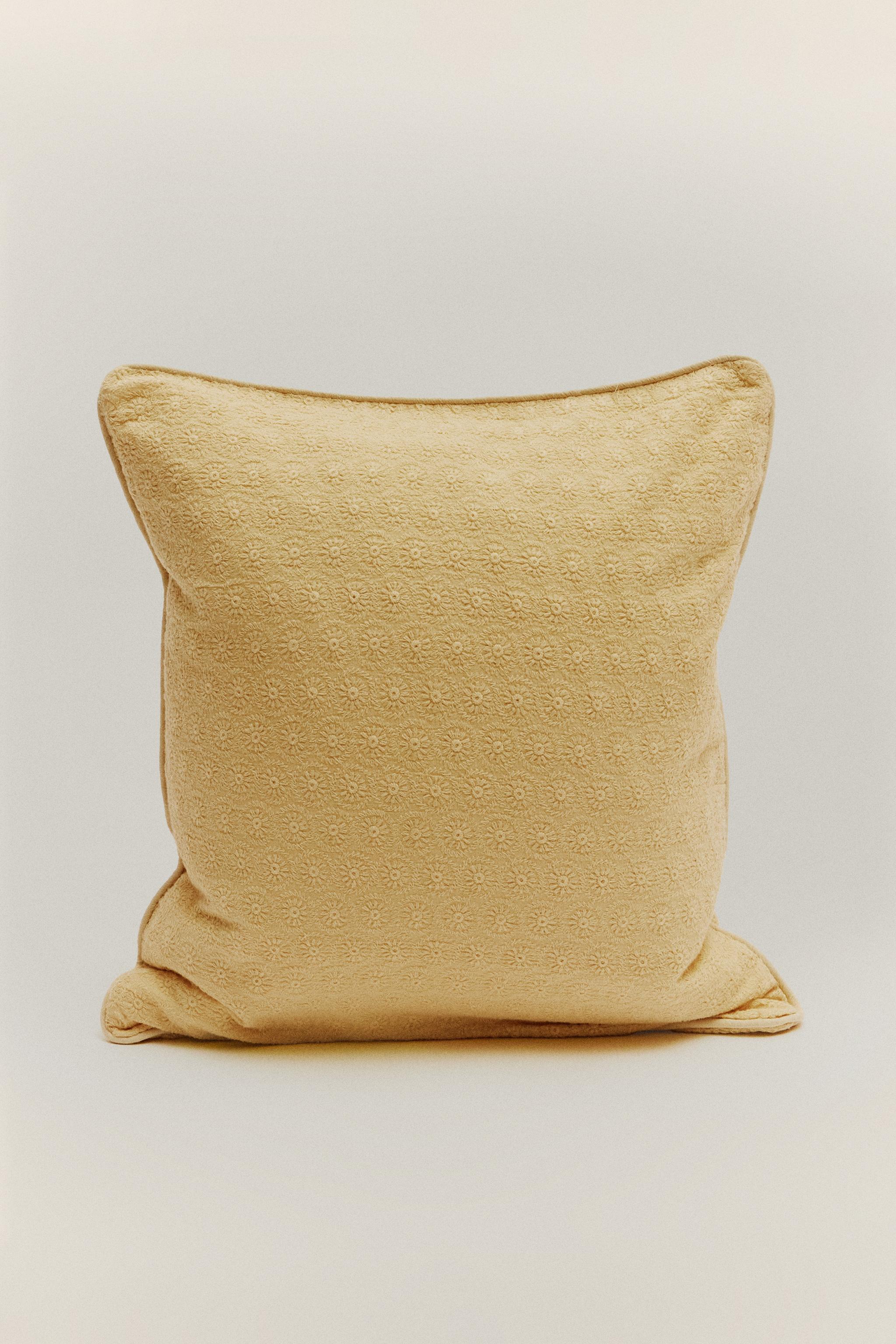FLORAL EMBROIDERED THROW PILLOW COVER