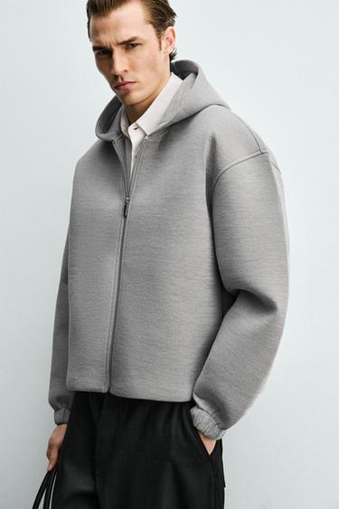 COMPACT BOXY FIT ZIP-UP SWEATSHIRT - Light grey by Zara - Image 5