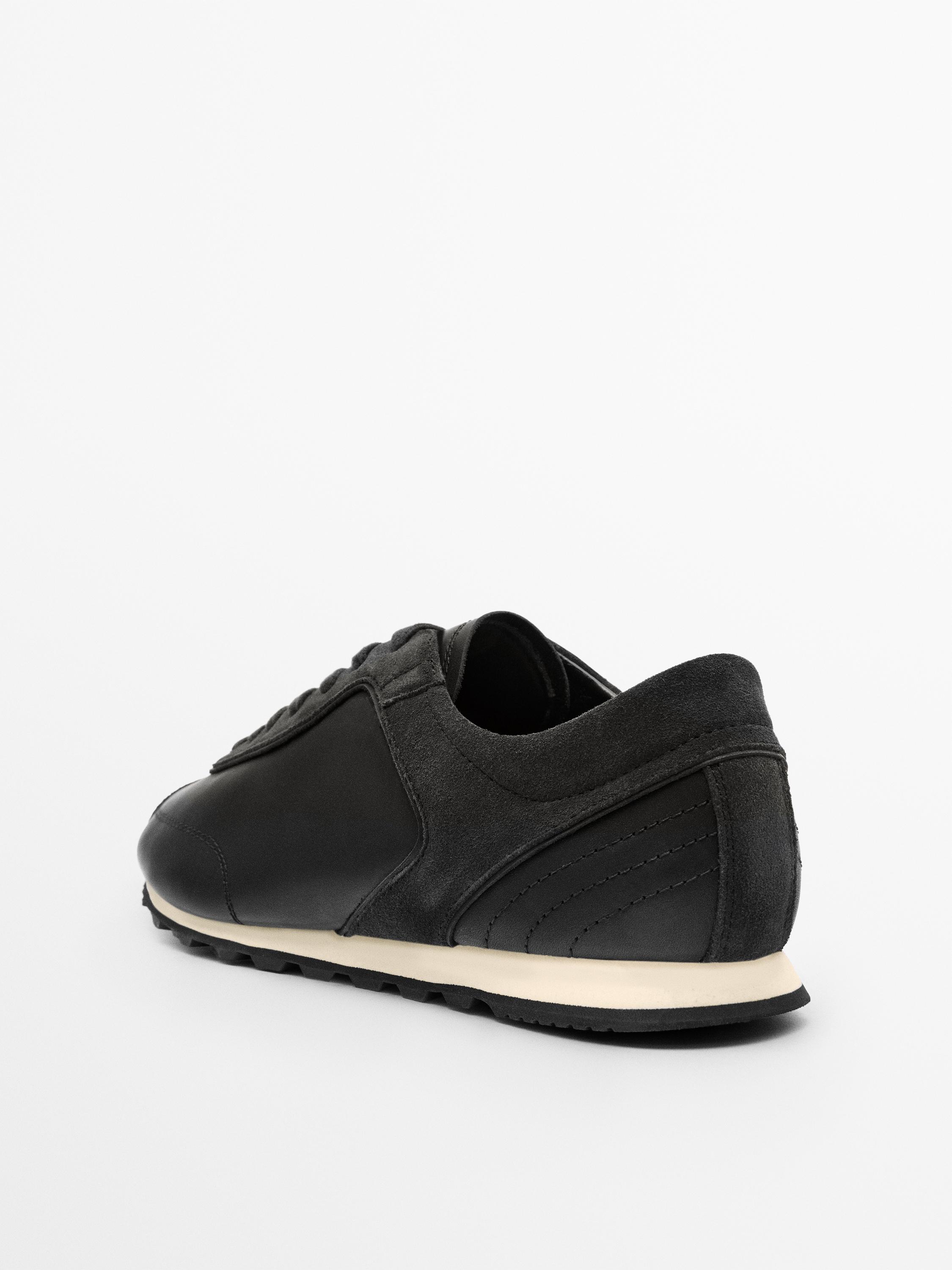 Leather trainers with thin sole