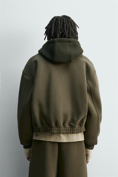 BLOUSON COUPE BOXY EFFET NÉOPRÈNE - Vert olive de Zara - Image 2
