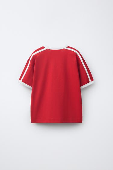 T-SHIRT JOGGING À INSCRIPTION - Rouge de Zara - Image 1