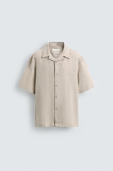 CAMISA RELAXED FIT LINO - Beige claro de Zara