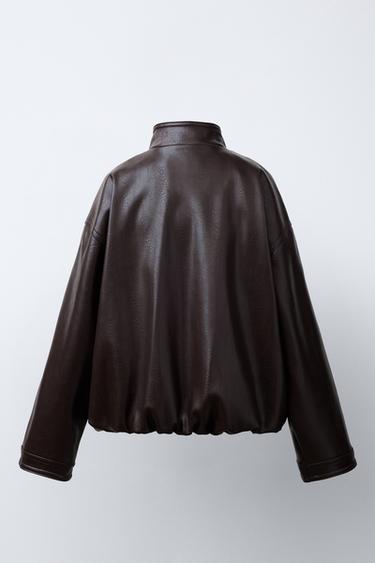 BLOUSON EN MATIÈRE SYNTHÉTIQUE - Marron de Zara - Image 3