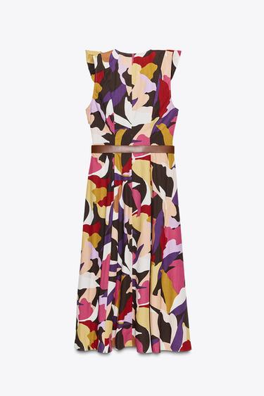PRINTED POPLIN MIDI DRESS - Multicoloured by Zara - Image 8