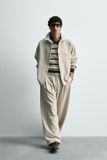 PLEATED INTERLOCK TROUSERS - stone by Zara - Image 5