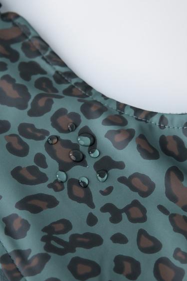 RUBBERISED ANIMAL PRINT WATER-RESISTANT DUNGAREES - Petrol blue by Zara - Image 4