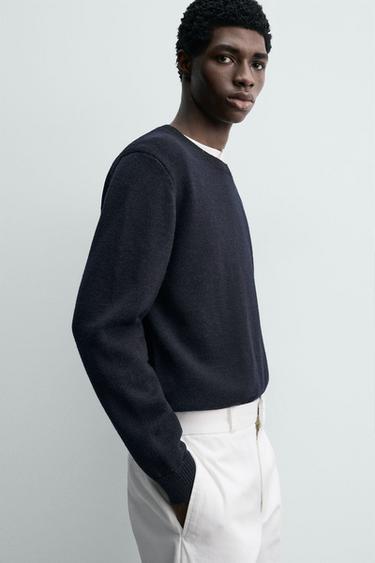 PULL LÉGER EN LAINE - Bleu marine foncé de Zara - Image 5
