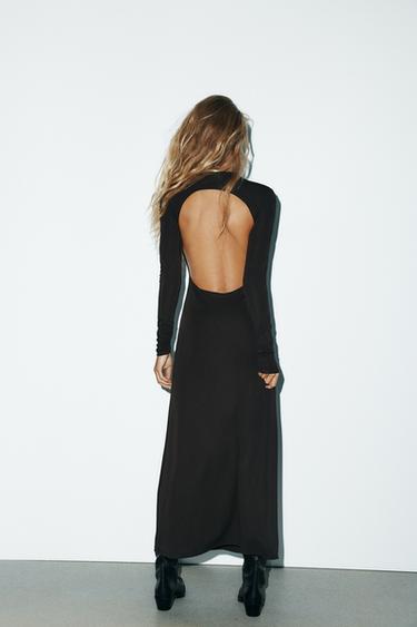 ROBE CRÊPE DOS NU - Marron foncé de Zara - Image 3