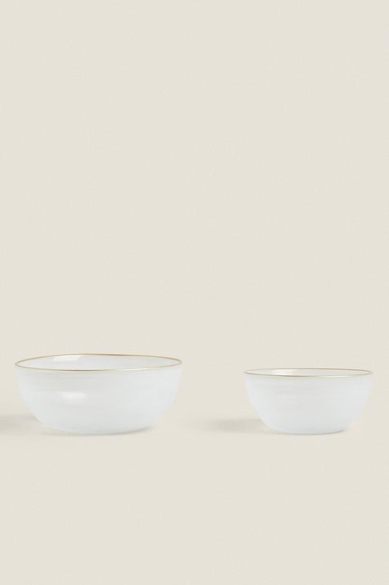 GLASS BOWL WITH GOLD RIM White ZARA United Kingdom