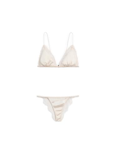 Zara Silk and lace triangle bralette - Ecru