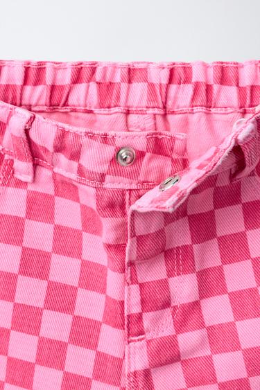 TWILL CULOTTES WITH CHECK PRINT - Pink by Zara - Image 2
