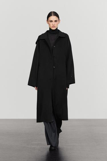 Manteau long volumineux en mélange de laine et cachemire - Noir de Zara - Image 0