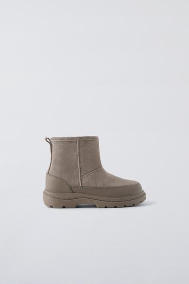 LEATHER BOOTS - Taupe Grey by Zara