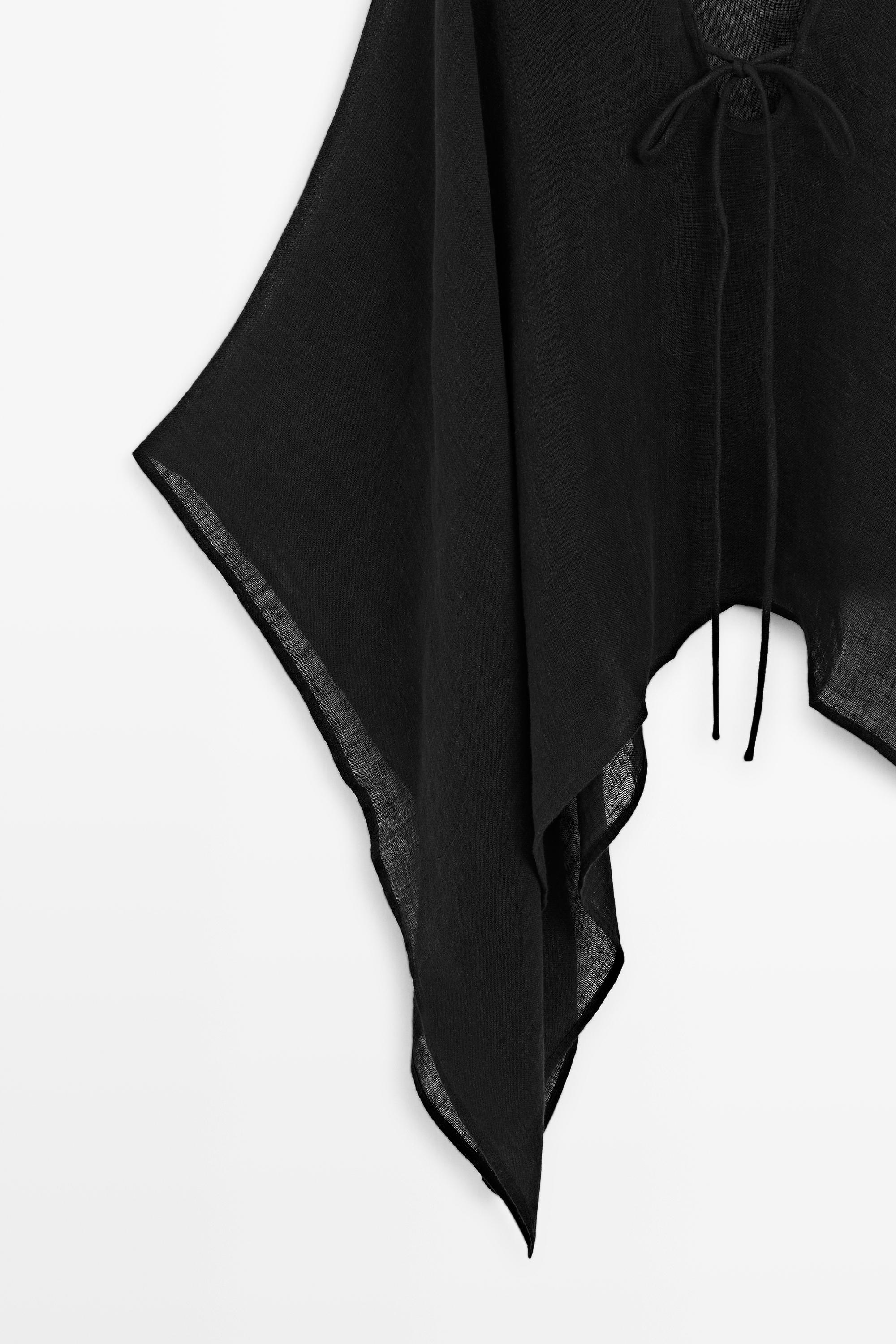 100% linen cape with tie details