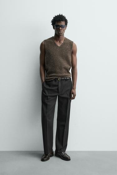 FLECKED KNIT VEST - Dark brown by Zara