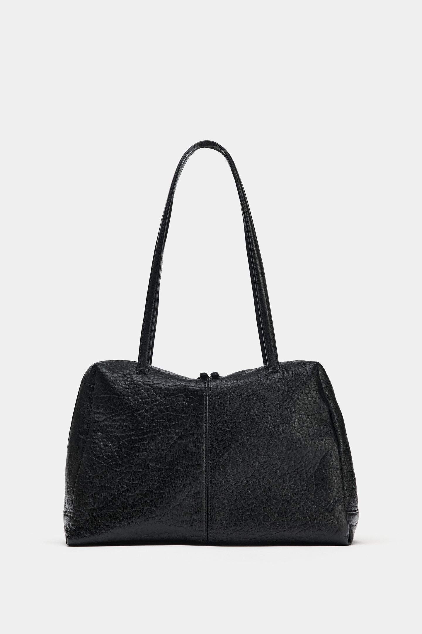 Женская сумка Zara Leather Shoulder, цвет: Чёрный — фото 3