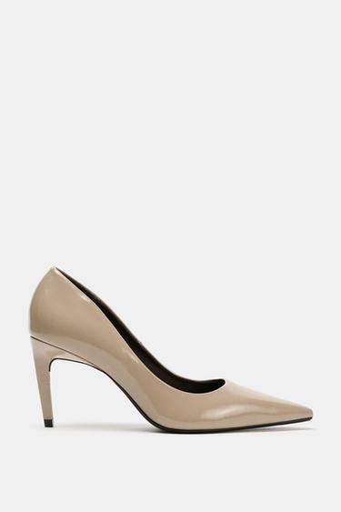 ZAPATO TACÓN PIEL - Gris Topo de Zara