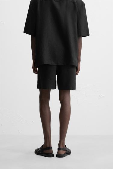 SHORT 100 % LIN - Noir de Zara - Image 2