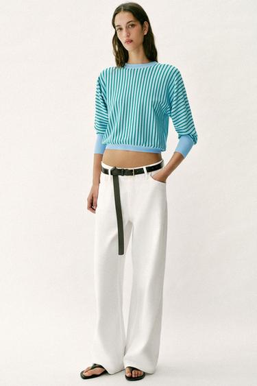 Zaras RANDIG STICKAD SWEATSHIRT - enda